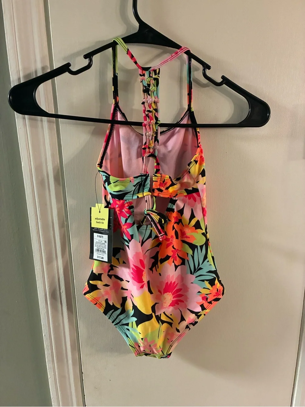 Girls' Sunrise Blooms Floral Printed One Piece Swimsuit - Art Class Size S Small